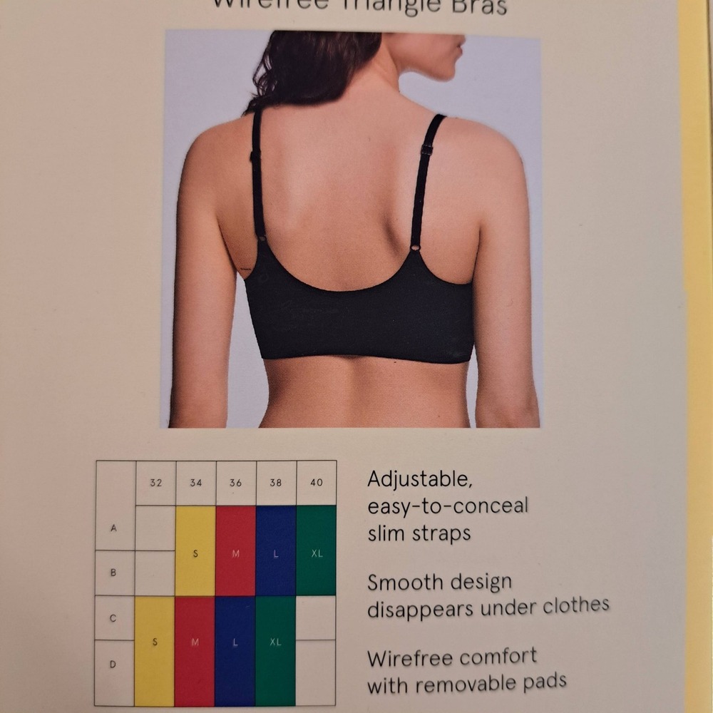 True & Co Womens Bra L Black NWT Wirefree Triangle 2 Pack 1791-350 - Picture 4 of 5